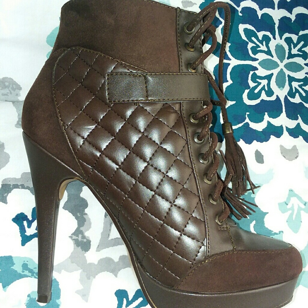 Brown leather and suede booties sz 7 - Picture 2 of 8